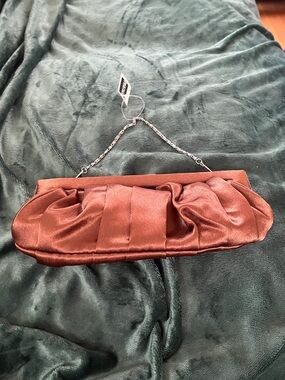 Bijoux Terner Satin Ruched Clutch - Copper Brown